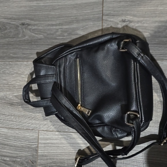 Black PU Leather Backpack. Small Size. Perfect For All Your Needs. - Picture 7 of 16